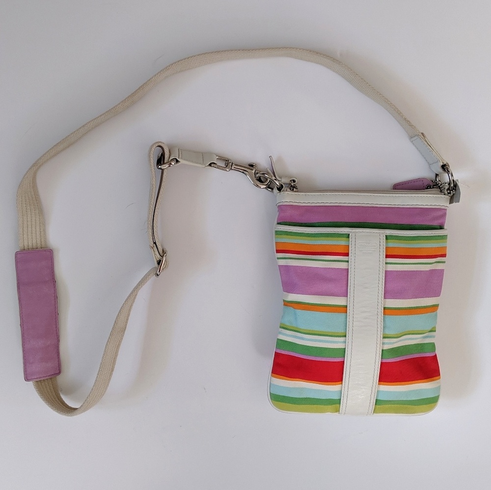 EUC Coach Crossbody Bag with Multicolor Stripes